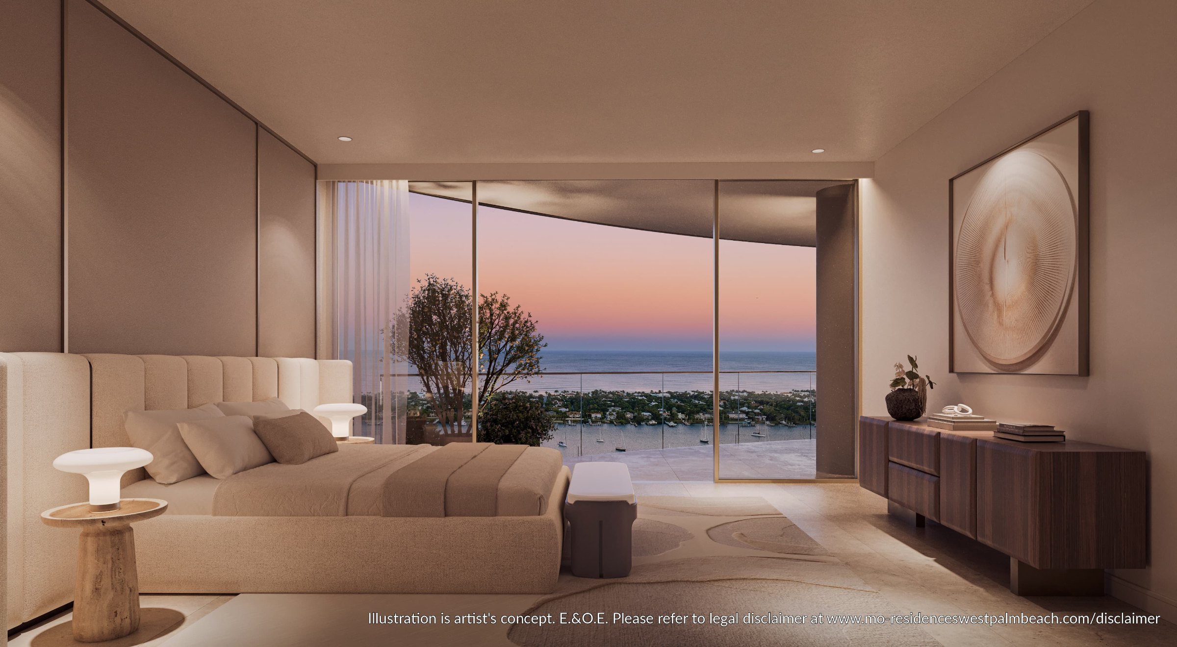 Mandarin Oriental Residences West Palm Beach — Primary Bedroom at Mandarin Oriental Residences West Palm Beach 7 — Downtown West Palm Beach