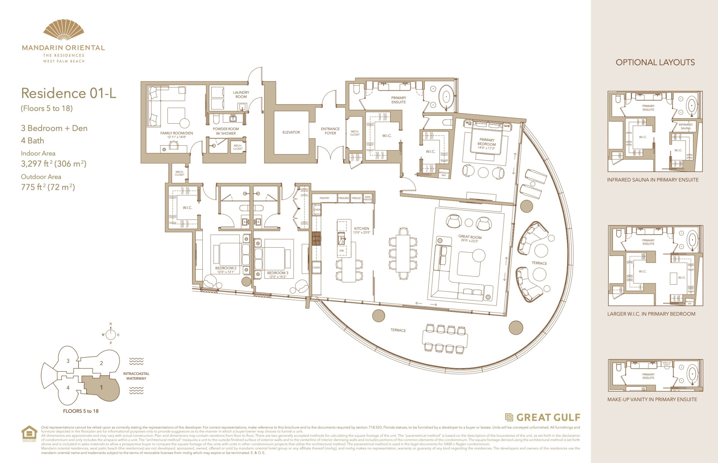 Mandarin Oriental Residences West Palm Beach — Mandarin Oriental Residence 01-L floor plan — Downtown West Palm Beach