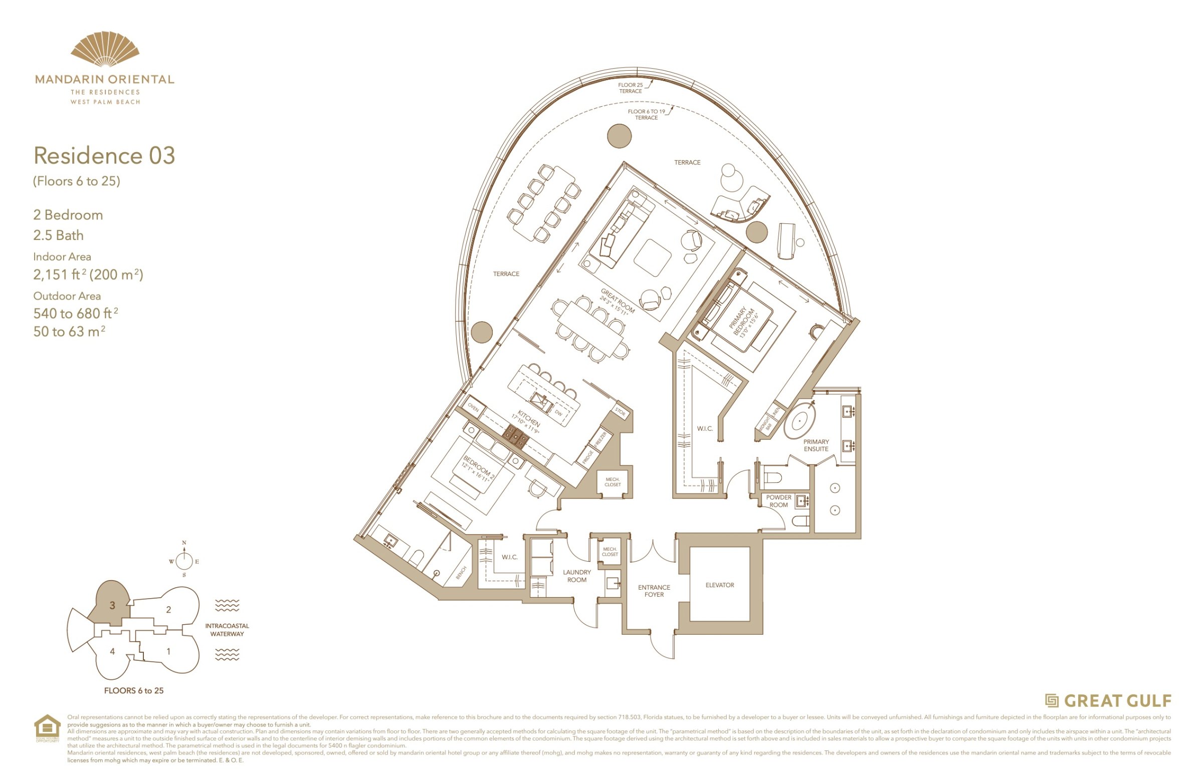 Mandarin Oriental Residences West Palm Beach — Mandarin Oriental Residence 03 floor plan — Downtown West Palm Beach