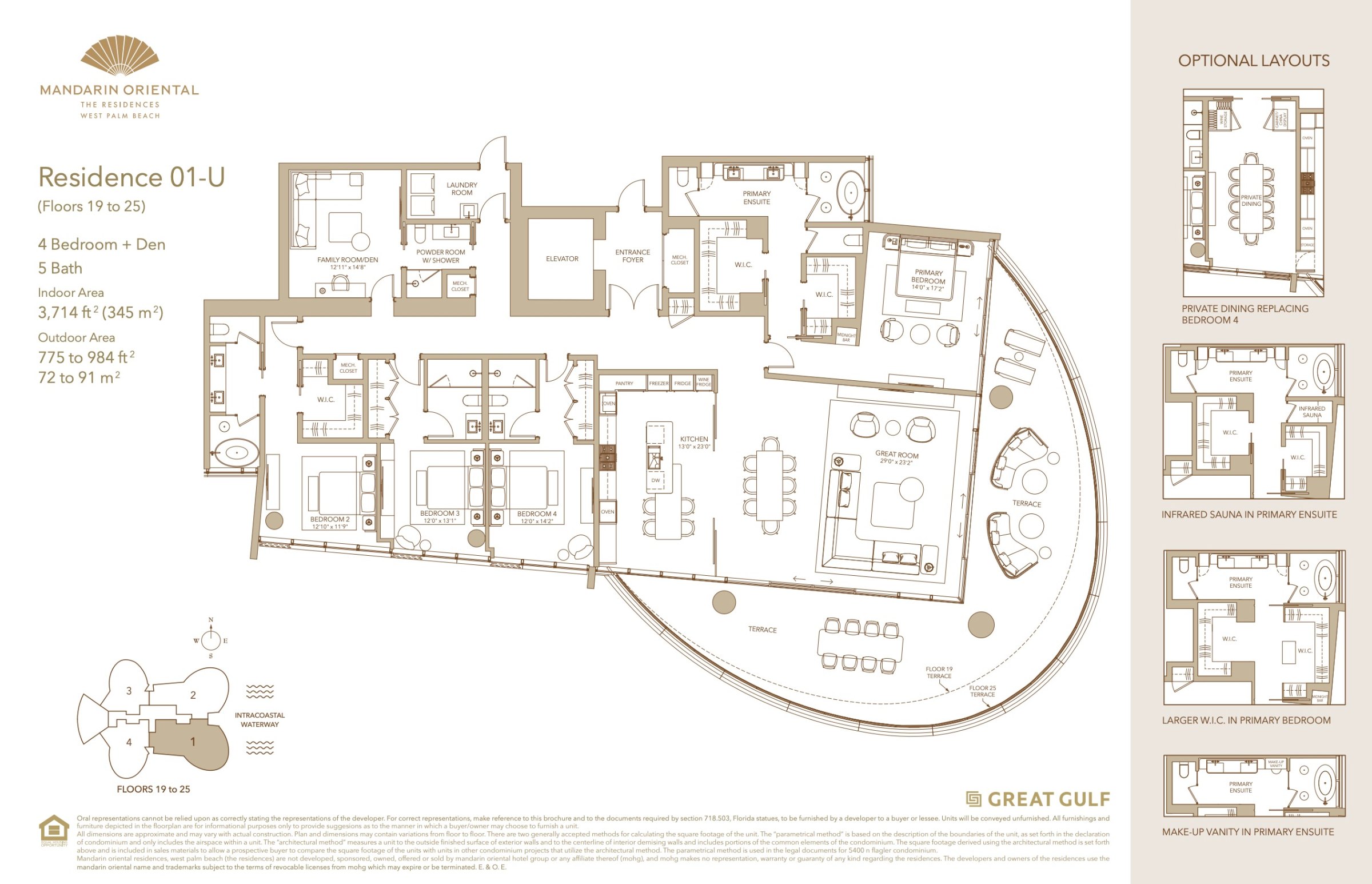 Mandarin Oriental Residences West Palm Beach — Mandarin Oriental Residence 01-U floor plan — Downtown West Palm Beach