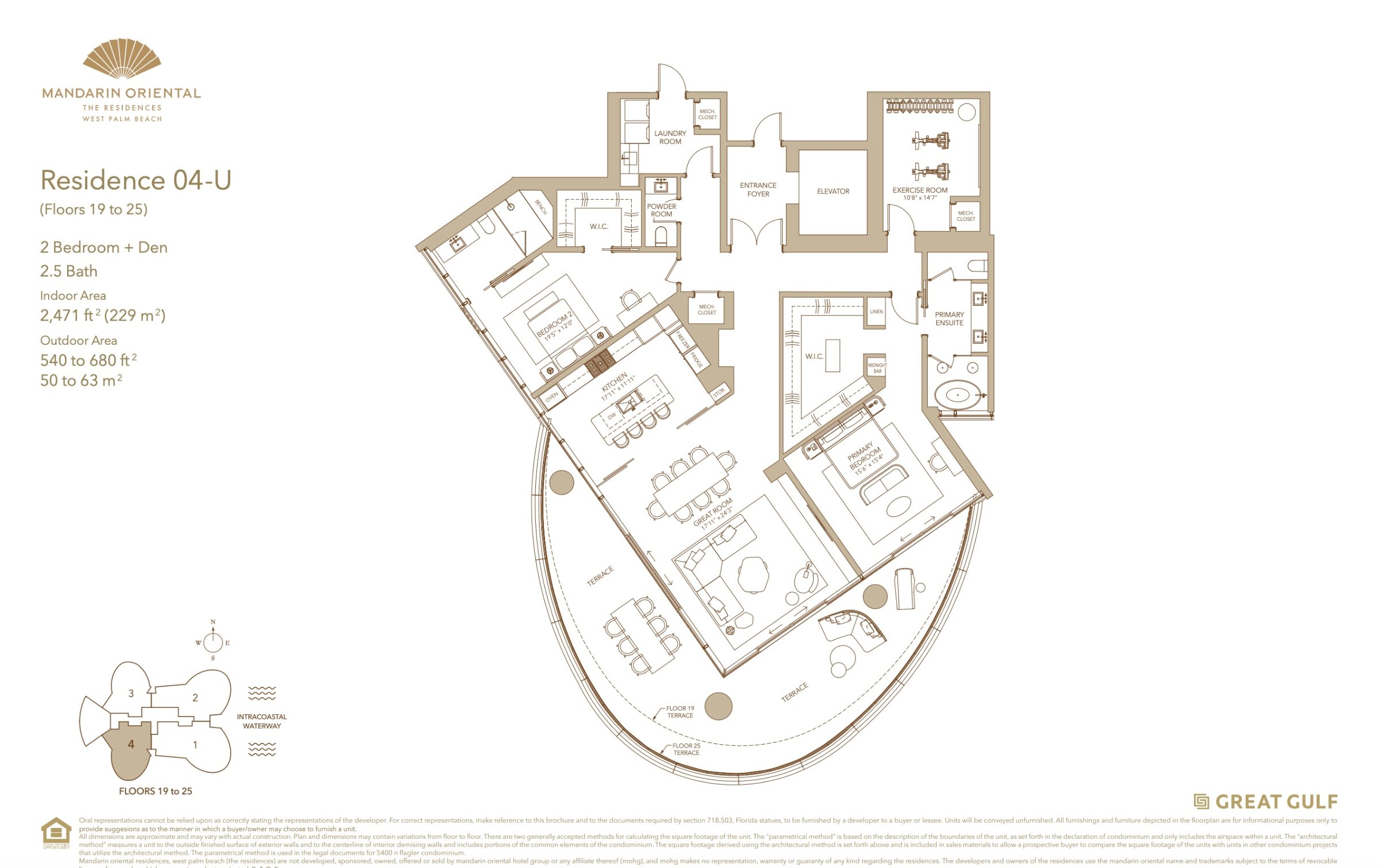 Mandarin Oriental Residences West Palm Beach — Mandarin Oriental Residence 04-U floor plan — Downtown West Palm Beach
