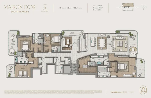 Maison d'Or — Estate A floor plan — 4 BD · 5.5 BA — Downtown West Palm Beach