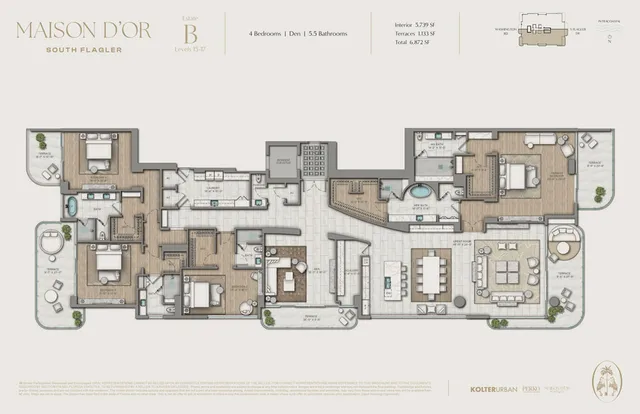Maison d'Or — Estate B floor plan — 4 BD · 5.5 BA — Downtown West Palm Beach