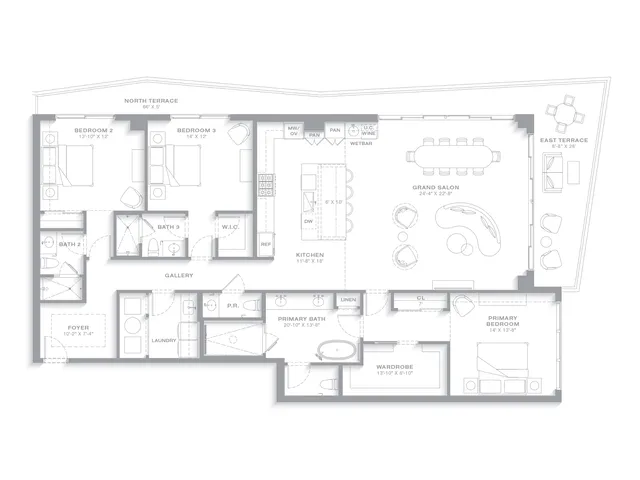 Nora House — Residence 02 floor plan — 3 BD · 3.5 BA — Downtown West Palm Beach