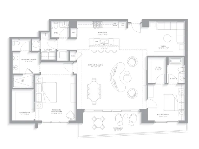 Nora House — Residence 05 floor plan — 2 BD · 2.5 BA — Downtown West Palm Beach