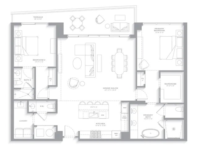 Nora House — Residence 06 floor plan — 2 BD · 2.5 BA — Downtown West Palm Beach