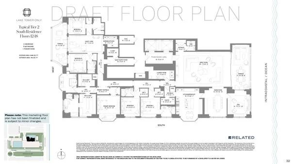 South Flagler House — Tier 2 North (Floors 12-18) — Park floor plan — 3 BD · 3.5 BA — Downtown West Palm Beach