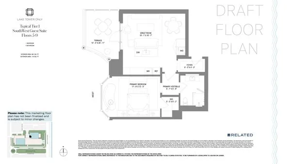 South Flagler House — Tier 2 South (Floors 12-18) — Park floor plan — 3 BD · 4.5 BA — Downtown West Palm Beach