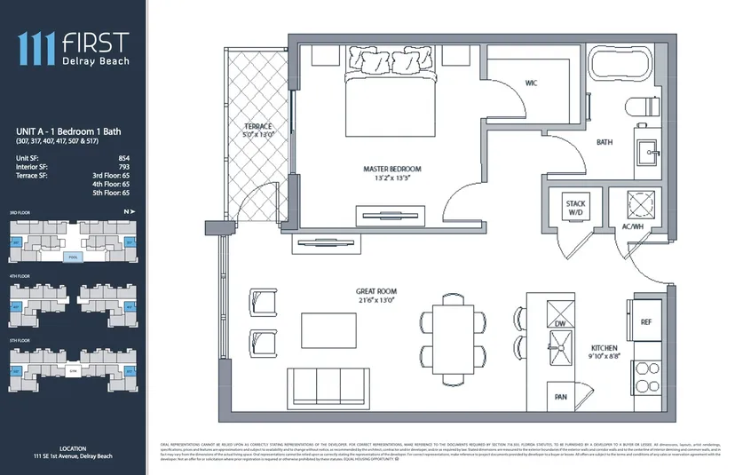 111 First Delray floorplan — Plan UNIT A