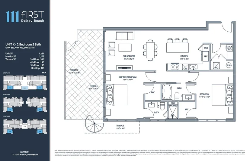 111 First Delray floorplan — Plan UNIT K