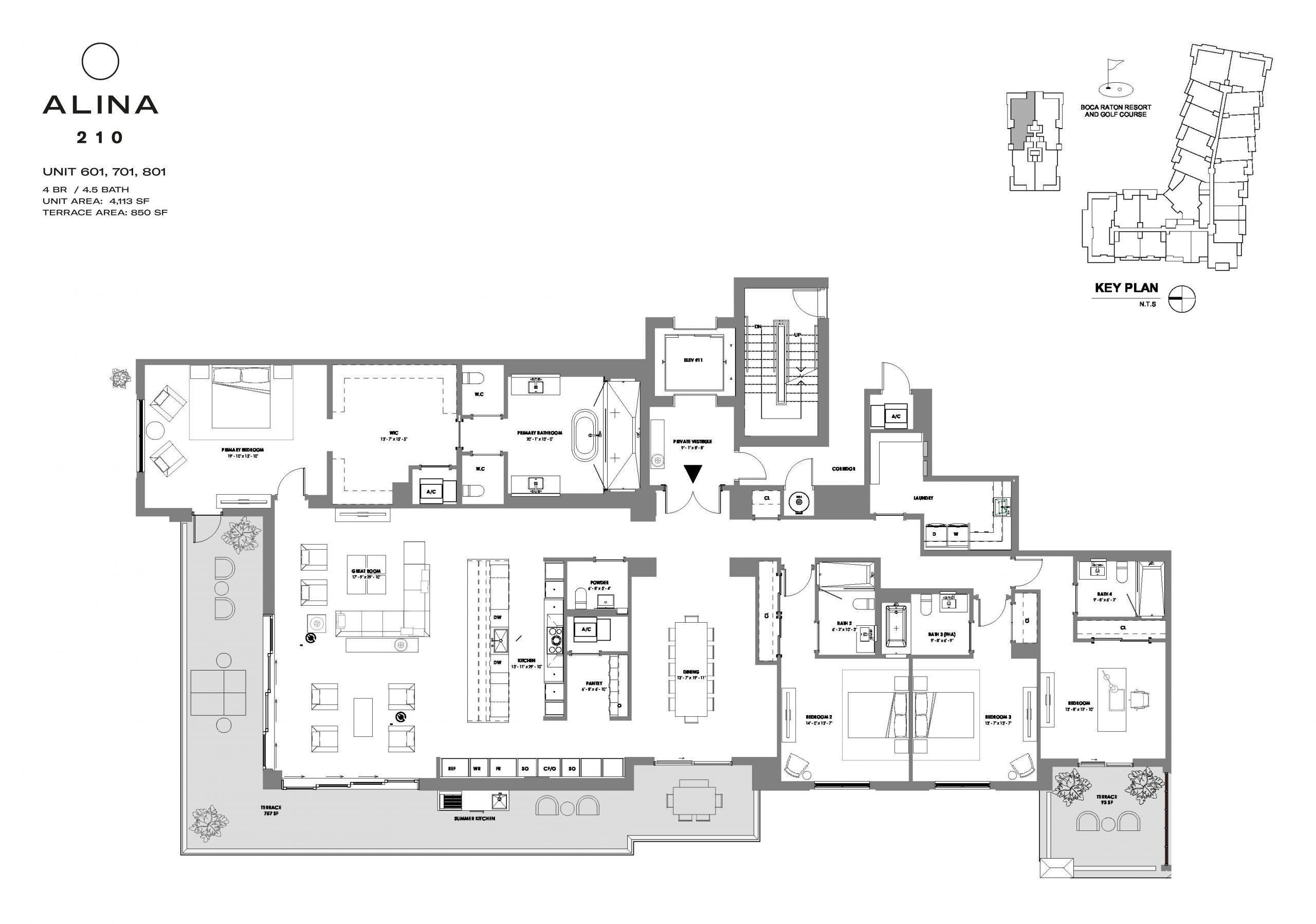 Alina Boca Raton floorplan — Plan UNIT 601 701 801