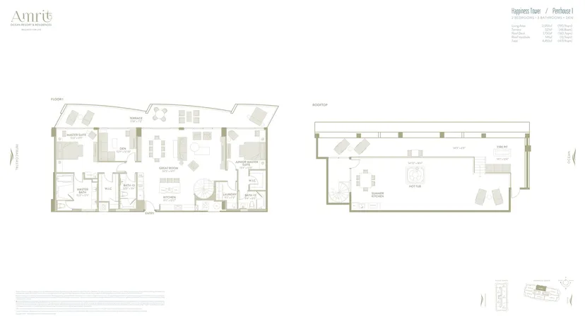Amrit Ocean Resort & Residences floorplan — Floor Plan for Amrit Floorplans, Happiness Tower Penthouse 1