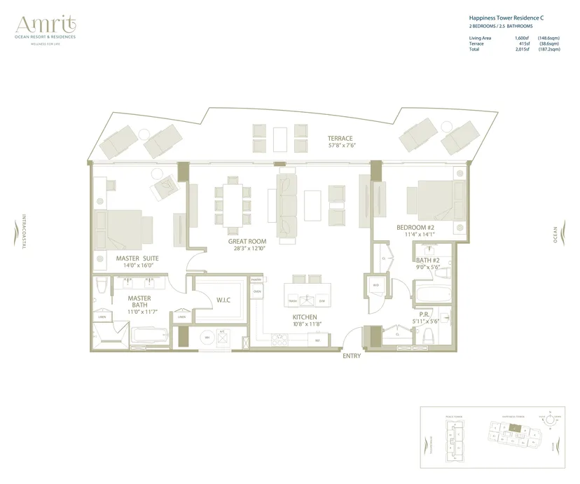 Amrit Ocean Resort & Residences floorplan — Floor Plan for Amrit Floorplans, Happiness Tower Residence C