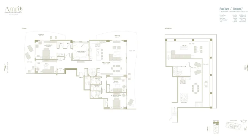 Amrit Ocean Resort & Residences floorplan — Floor Plan for Amrit Floorplans, Peace Towers Penthouse 2
