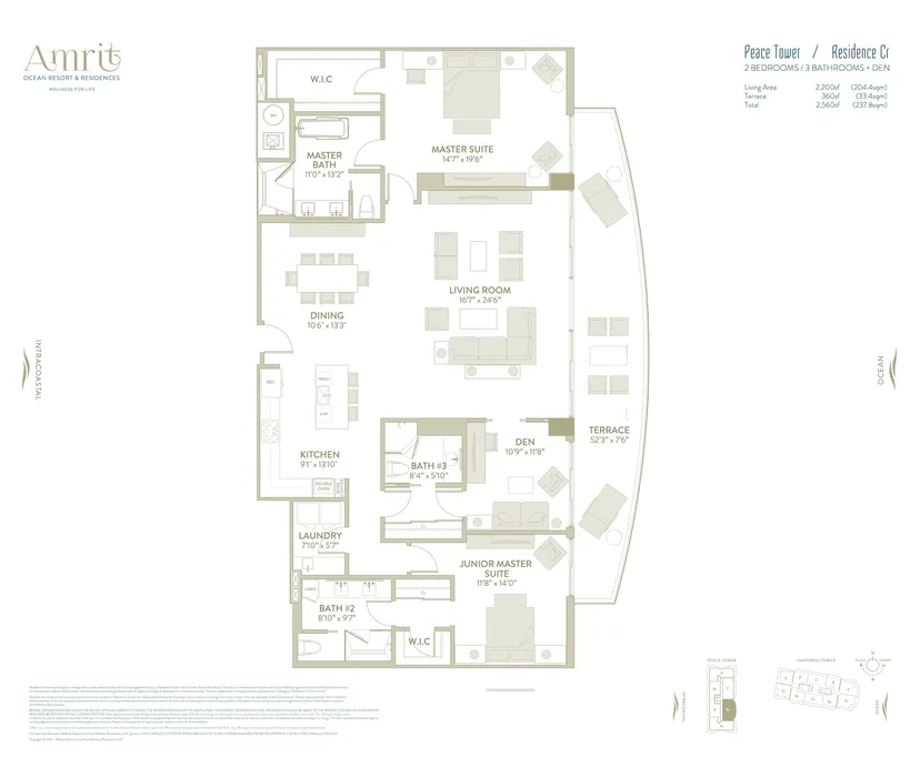 Amrit Ocean Resort & Residences floorplan — Floor Plan for Amrit Floorplans, Peace Tower Residence Cr