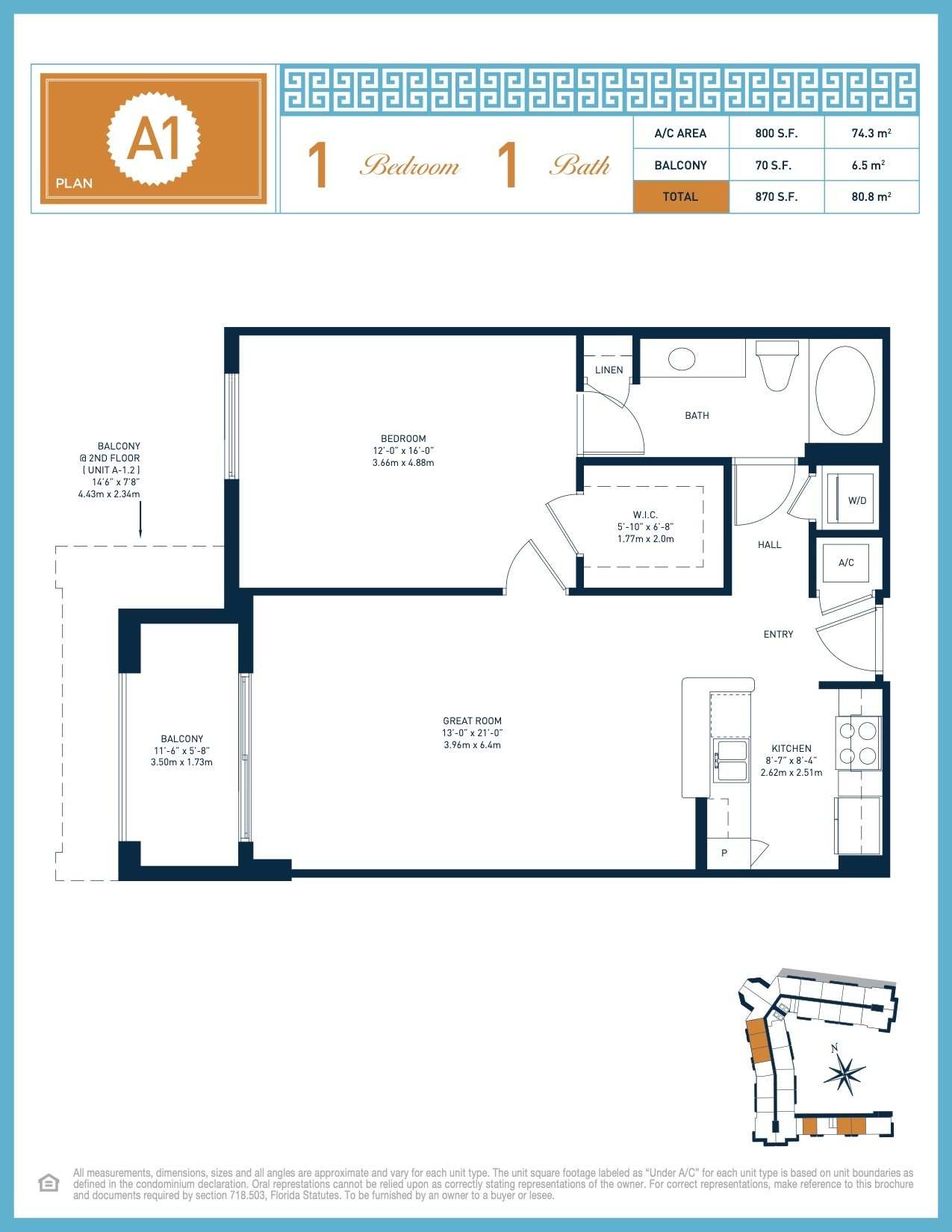 Cityplace South Tower floorplan — Plan A1