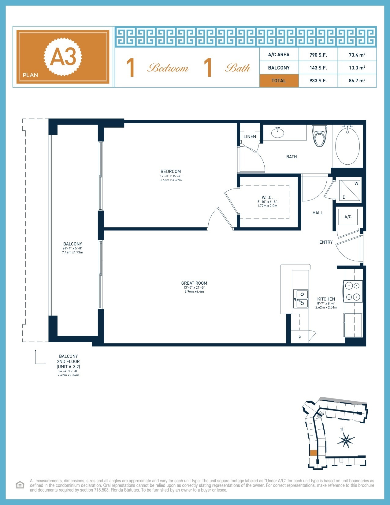 Cityplace South Tower floorplan — Plan A3