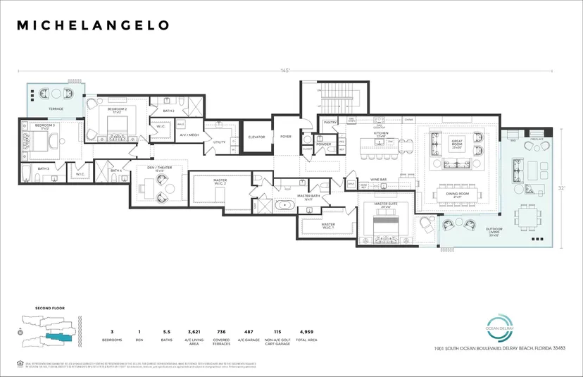 Ocean Delray Condos floorplan — Floor Plan for Ocean Delray Floor Plans, Michelangelo