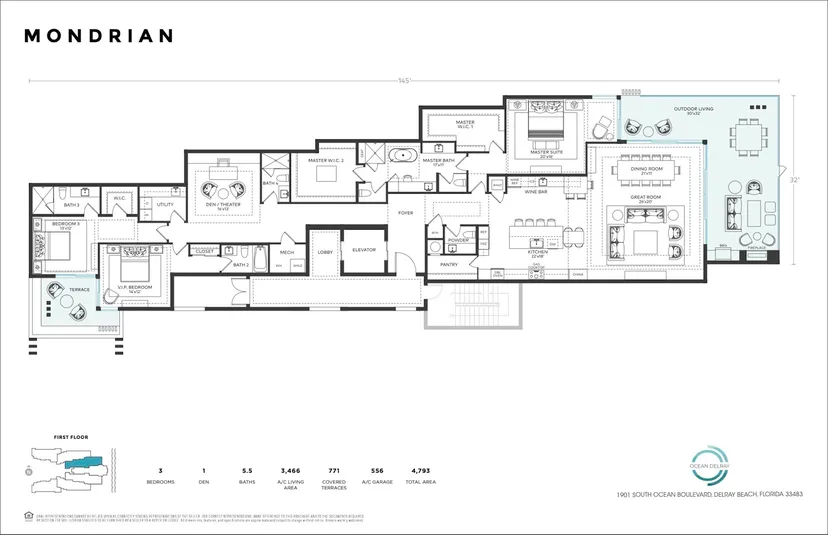 Ocean Delray Condos floorplan — Floor Plan for Ocean Delray Floor Plans, Mondrian