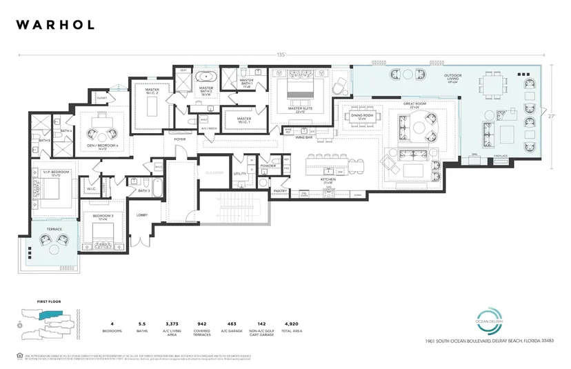 Ocean Delray Condos floorplan — Floor Plan for Ocean Delray Floor Plans, Warhol