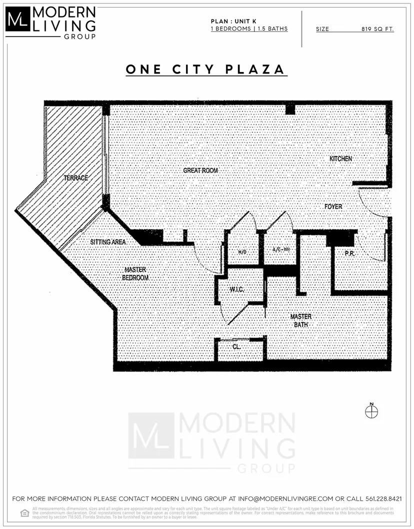 One City Plaza floorplan — Plan UNIT K
