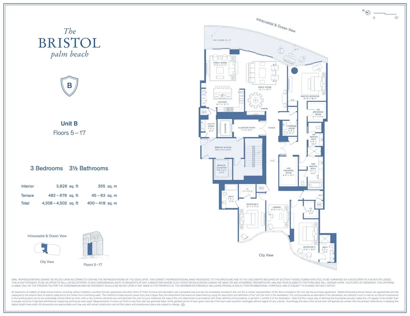 Bristol Palm Beach floorplan — Floor Plan for The Bristol Palm Beach Floorplans, B Floors 5-17