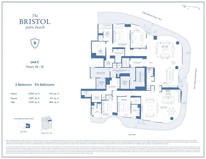 Bristol Palm Beach floorplan — Floor Plan for The Bristol Palm Beach Floorplans, C Floors 18-19