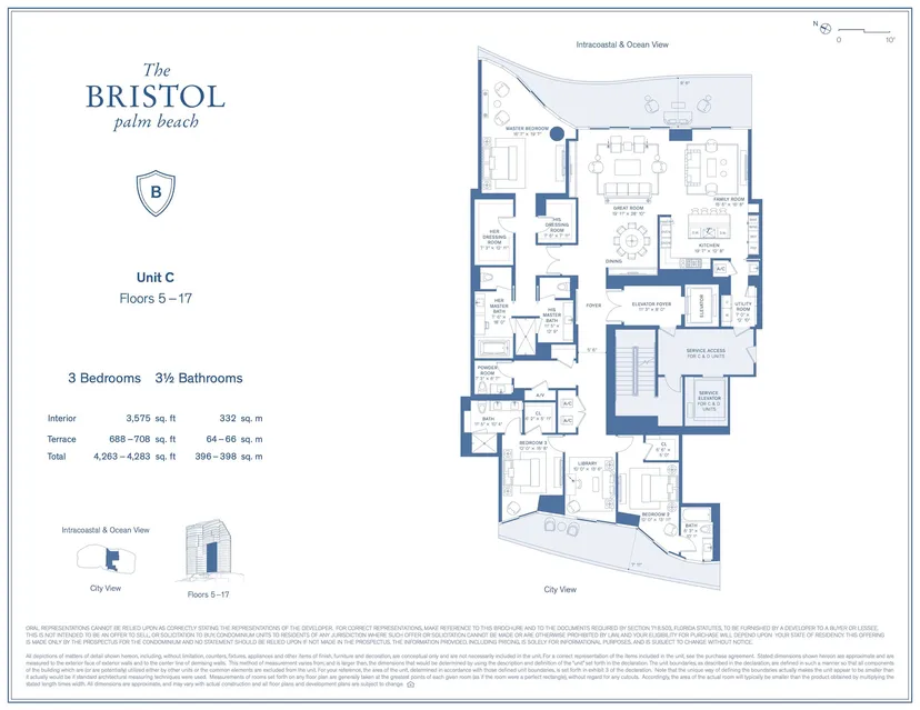 Bristol Palm Beach floorplan — Floor Plan for The Bristol Palm Beach Floorplans, C Floors 5-17