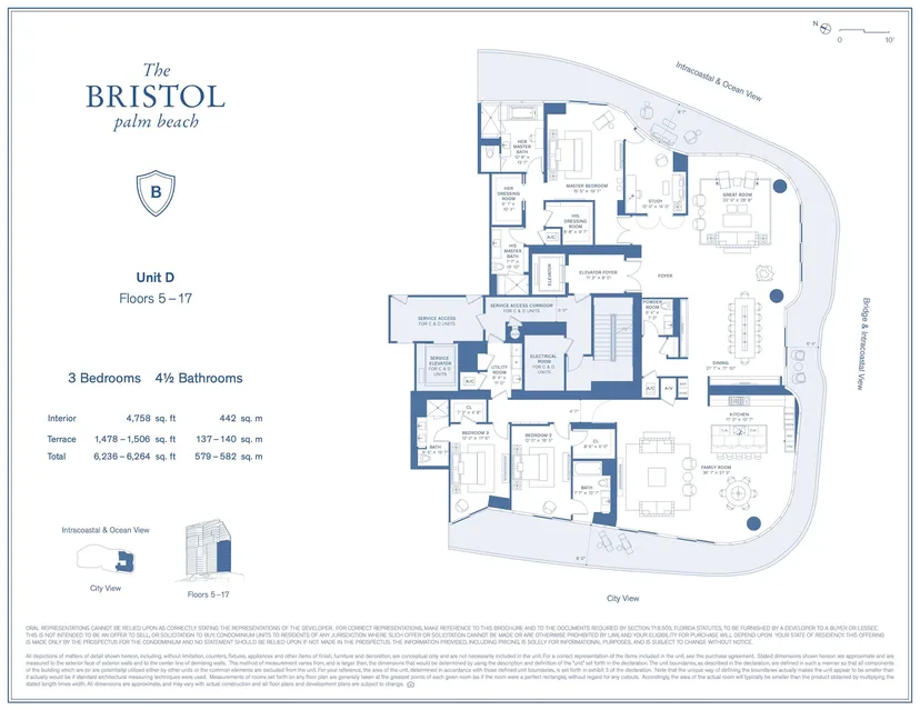 Bristol Palm Beach floorplan — Floor Plan for The Bristol Palm Beach Floorplans, D Floors 5-17