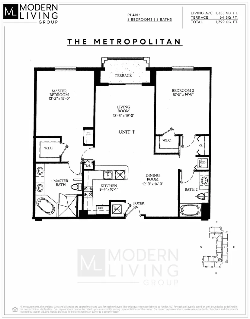 The Metropolitan floorplan — Plan I