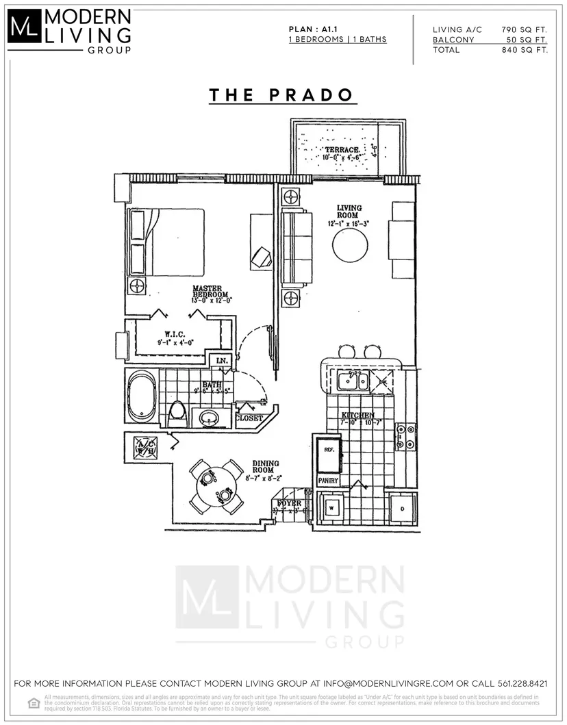 The Prado floorplan — Floor Plan for The Prado Floorplans, Unit A1.1