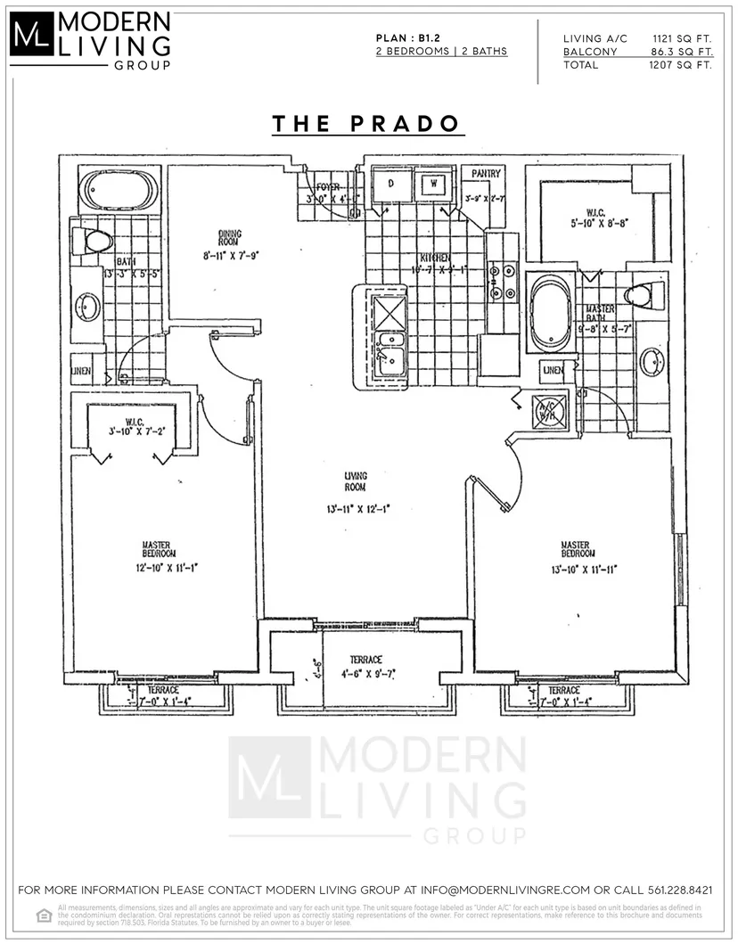 The Prado floorplan — Floor Plan for The Prado Floorplans, Unit B1.2