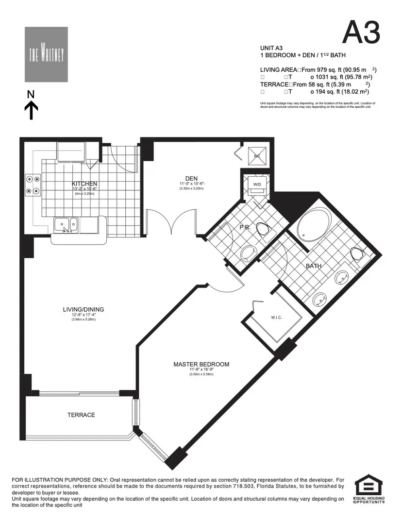 The Whitney floorplan — Plan A3