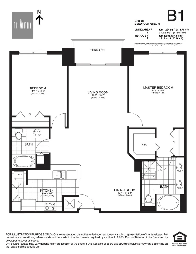 The Whitney floorplan — Plan B1