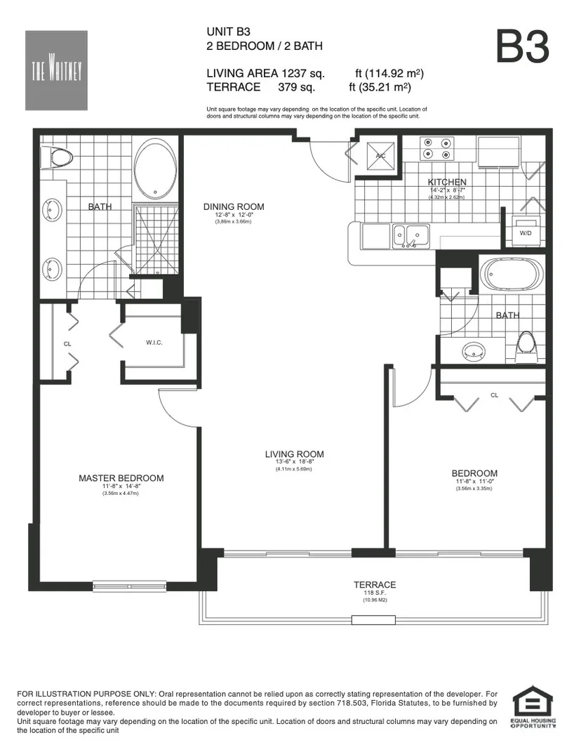 The Whitney floorplan — Plan B3