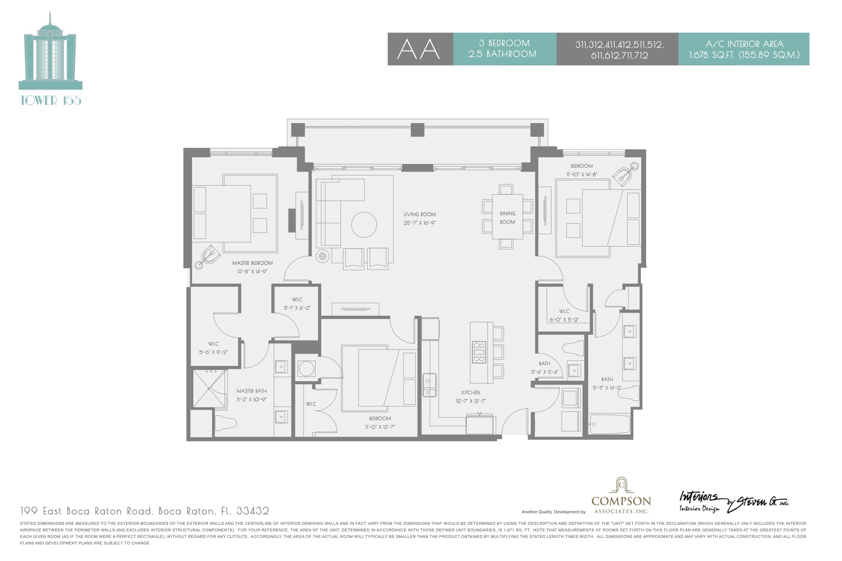 Tower 155 floorplan — Plan AA