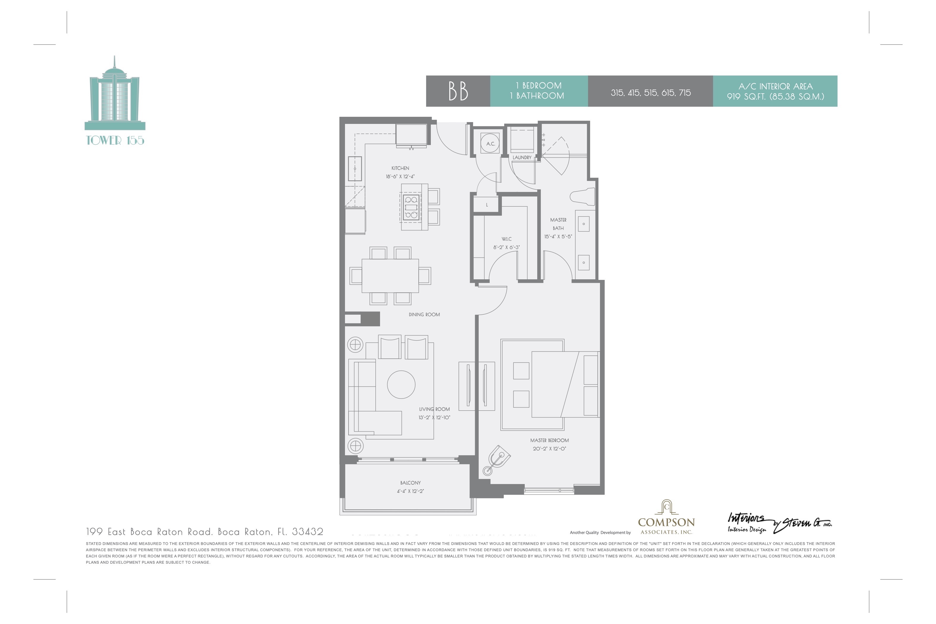 Tower 155 floorplan — Plan BB
