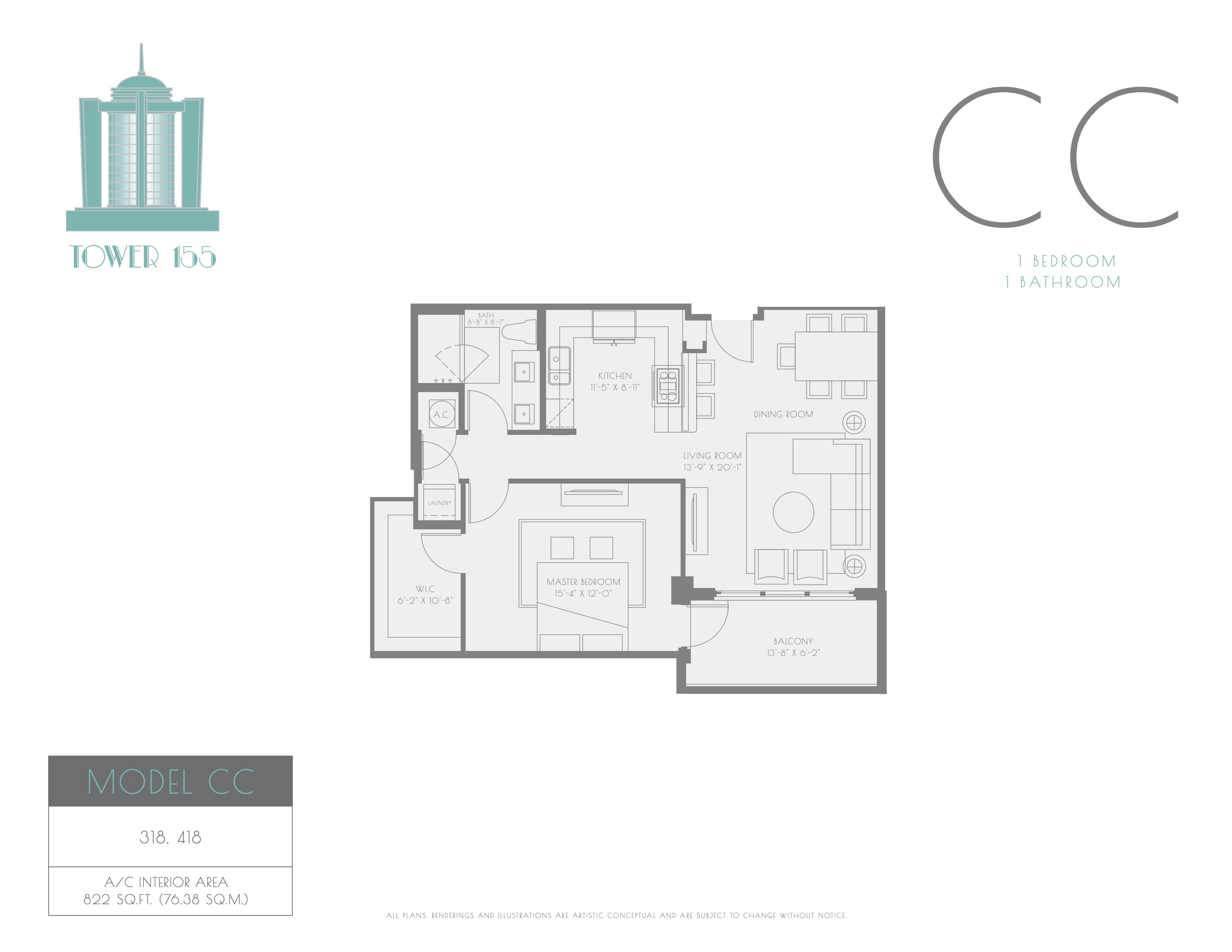 Tower 155 floorplan — Plan CC