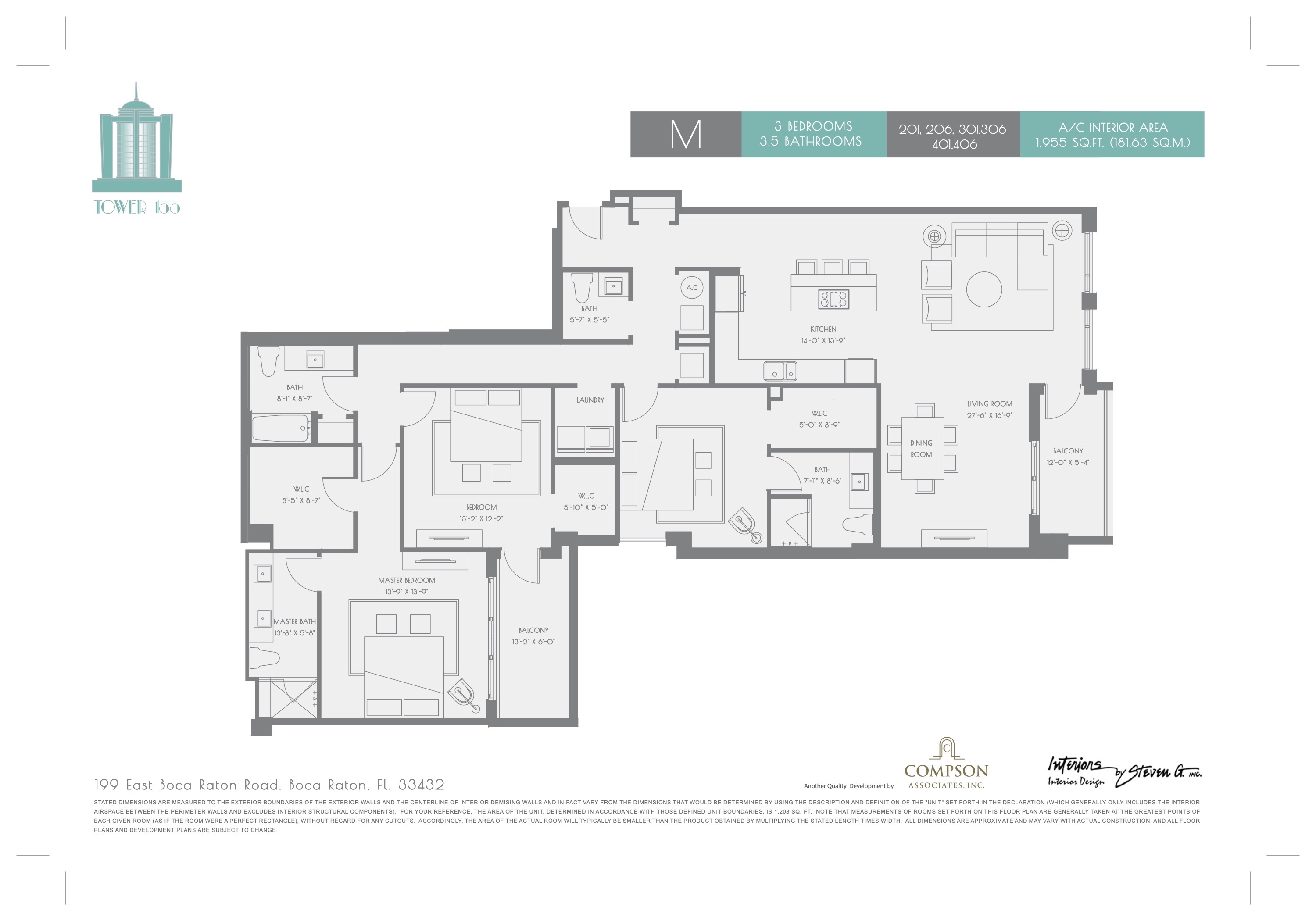 Tower 155 floorplan — Plan M