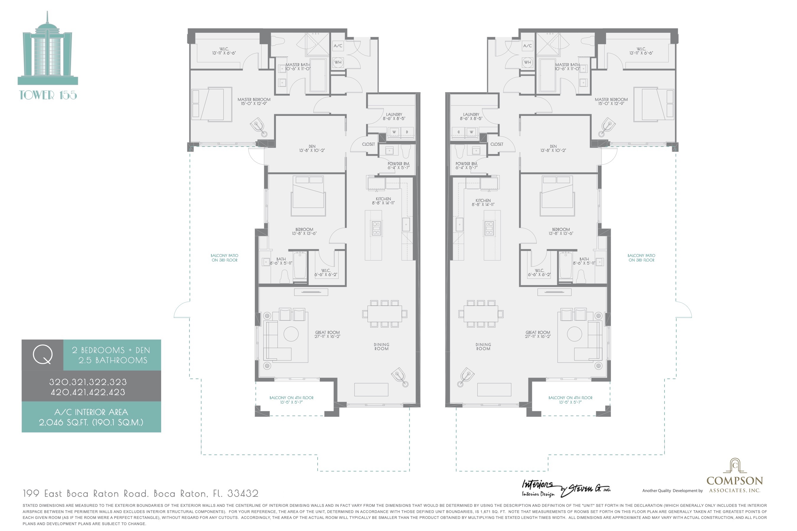 Tower 155 floorplan — Plan Q